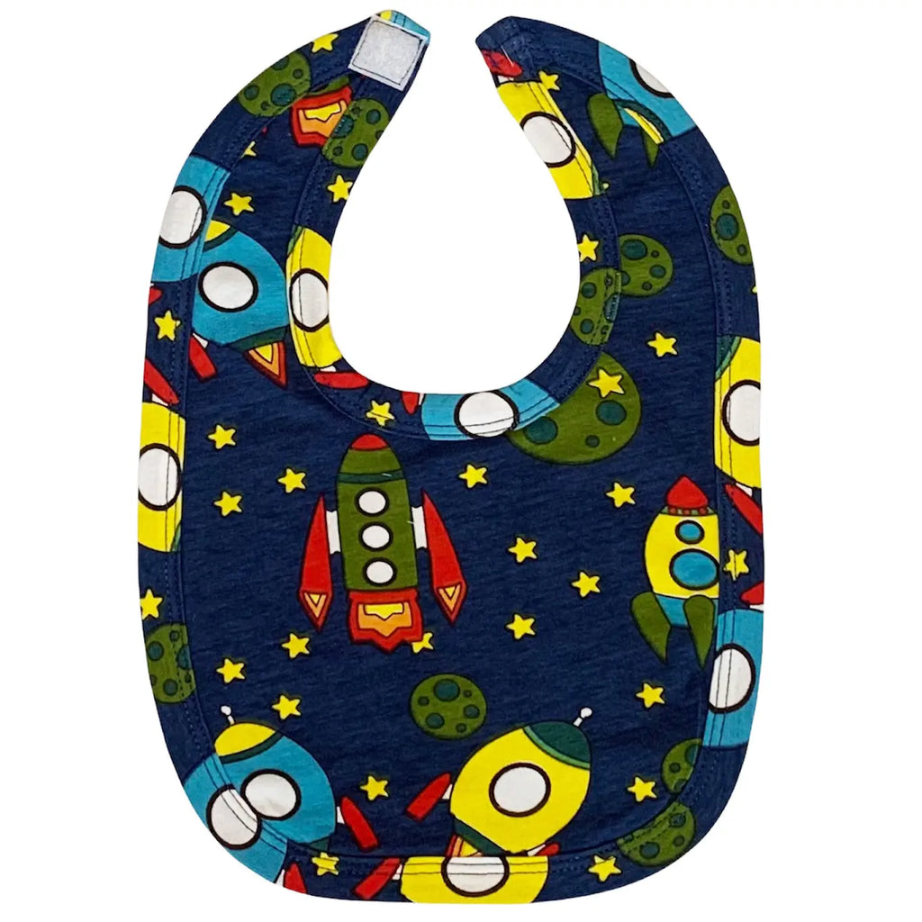 AnnLoren Baby Toddler Boy Space Ship Blanket & Bib Gift Set 2 pc Knit Cotton